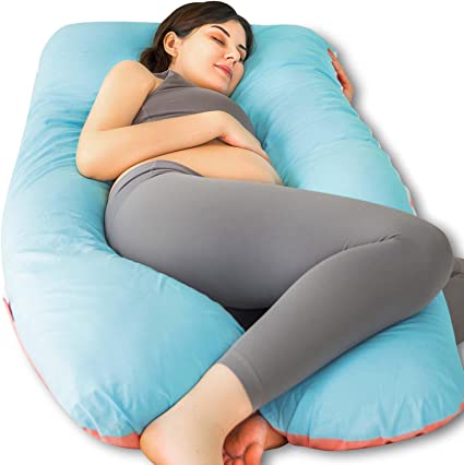 QUEEN ROSE 55in Pregnancy Pillow, U-Shaped Full Body Pillow for Back Support with Satin Cover for Anyone,Blue and Pink : Amazon.ca: Home